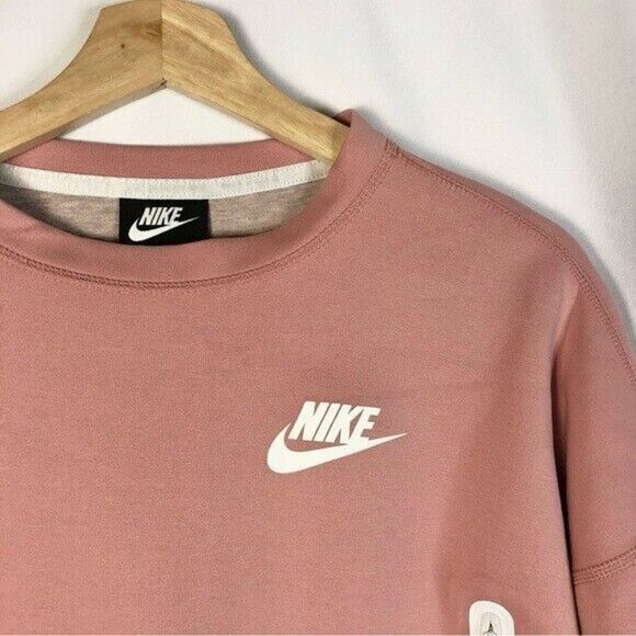 Nike Light Pink Tech Fleece Crewneck Pullover Sweatshirt M - Picture 4 of 6